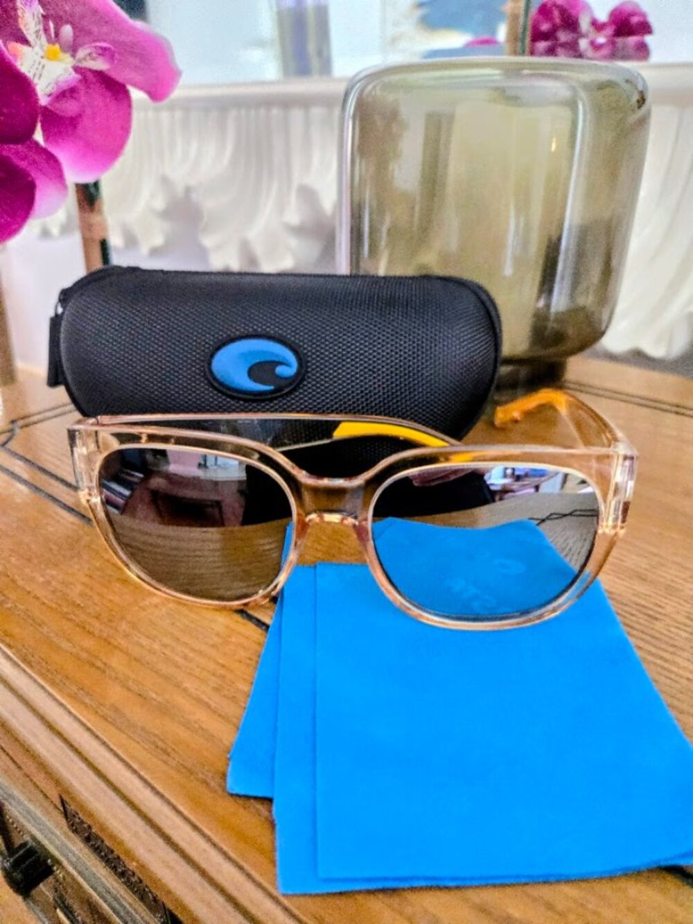 Costa Del Mar Saltbreak Sunglasses Clear Amber Silver Mirror 580, NIB